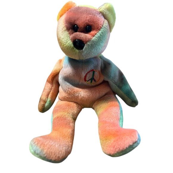 Ty Beanie Baby Peace Bear 1996 Multicolor PVC Pellets - Picture 3 of 8
